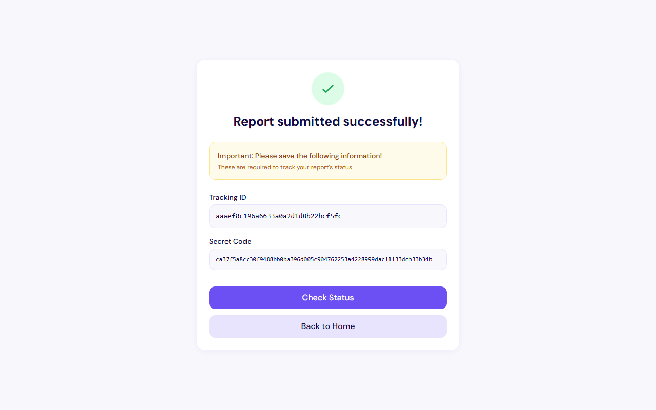 Successful submission